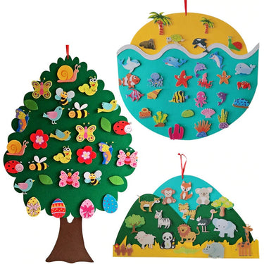 FeltFun | Diversión educativa - Tablero de juego de fieltro Montessori de animales para niños pequeños